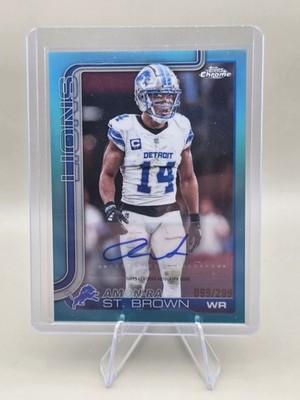 2025 Topps Chrome - Amon-Ra St. Brown #BA-AS Teal Prizm Auto 099/299 - Lions 