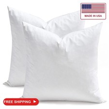 TOPGREEN Feather Down Throw Pillow Inserts 18 x 18, Set of 2, 100 Organic Cotto