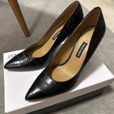 Nine West Womens Stiletto Heel Tatiana Pump Textured Black Leather Size 6