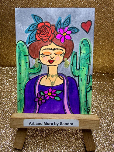 ACEO original drawing Cactus 🌵 Frida by ArtandmorebySandra