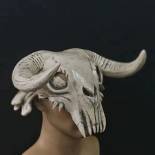 Bull Skull Mask Long Horn Animal Latex Helmet Cosplay Costume Prop