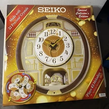 Seiko Melodies in Motion Musical Wall Clock 22 Crystals Limited Edition In Box