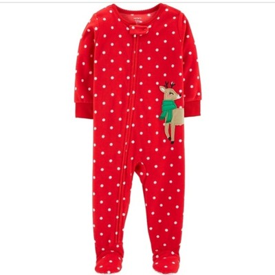 Carter's Christmas Red Reindeer Sleeper 12 months Pajamas Baby Footed NEW Gift