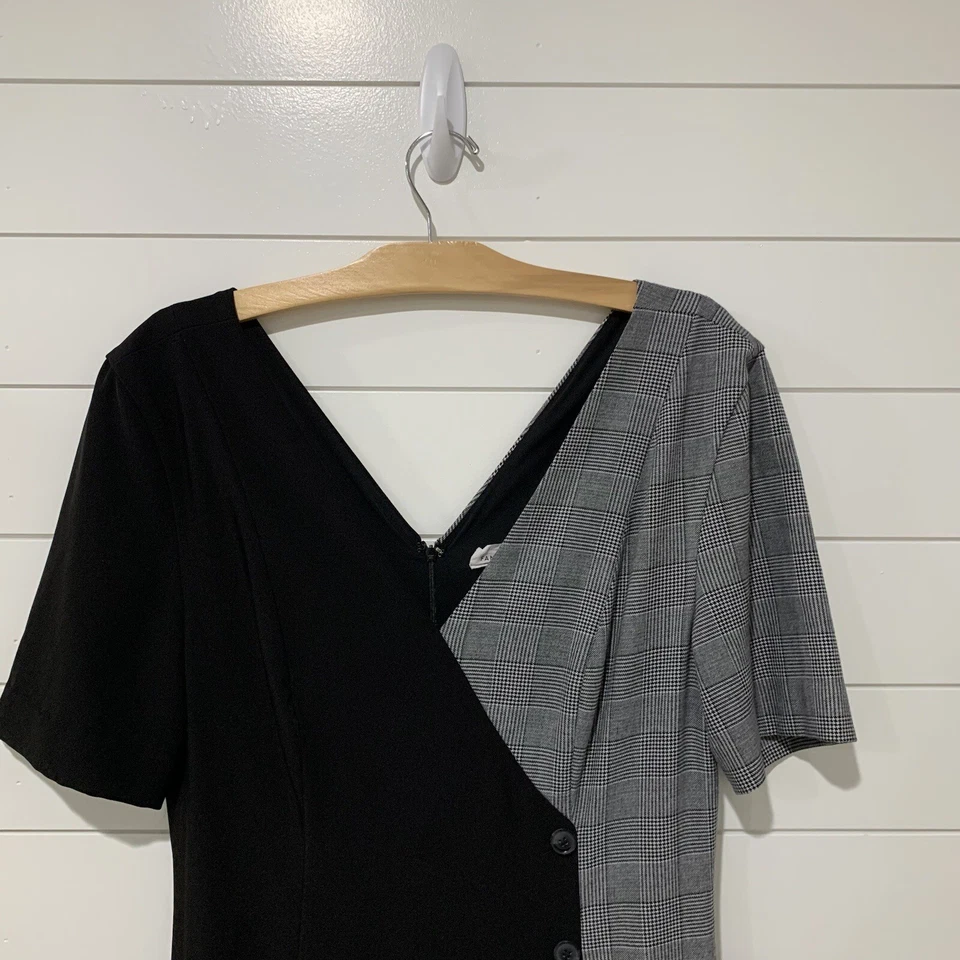 Fame and Partners | Vestido Everly Funda Pata de Gallo Negro Cuello en V Midi - Talla 14 Foto 3 de 4