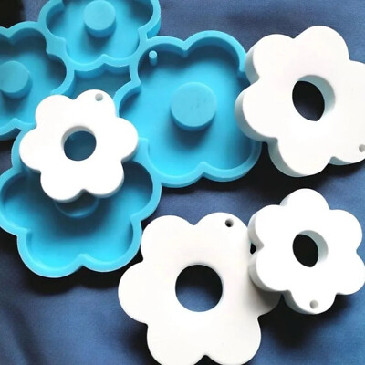DIY Blumenanhänger Gießform   4er Set Silikonform für Resin, Gips, Raysin, Beton
