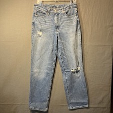 Old Navy High Rise O.G. Loose Jeans Women's 12 Blue Distressed Secret Pockets