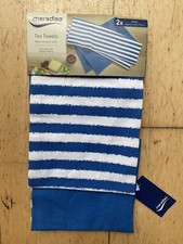 Asciugamani da tè Meradiso blu/bianco puro cotone altamente assorbente
