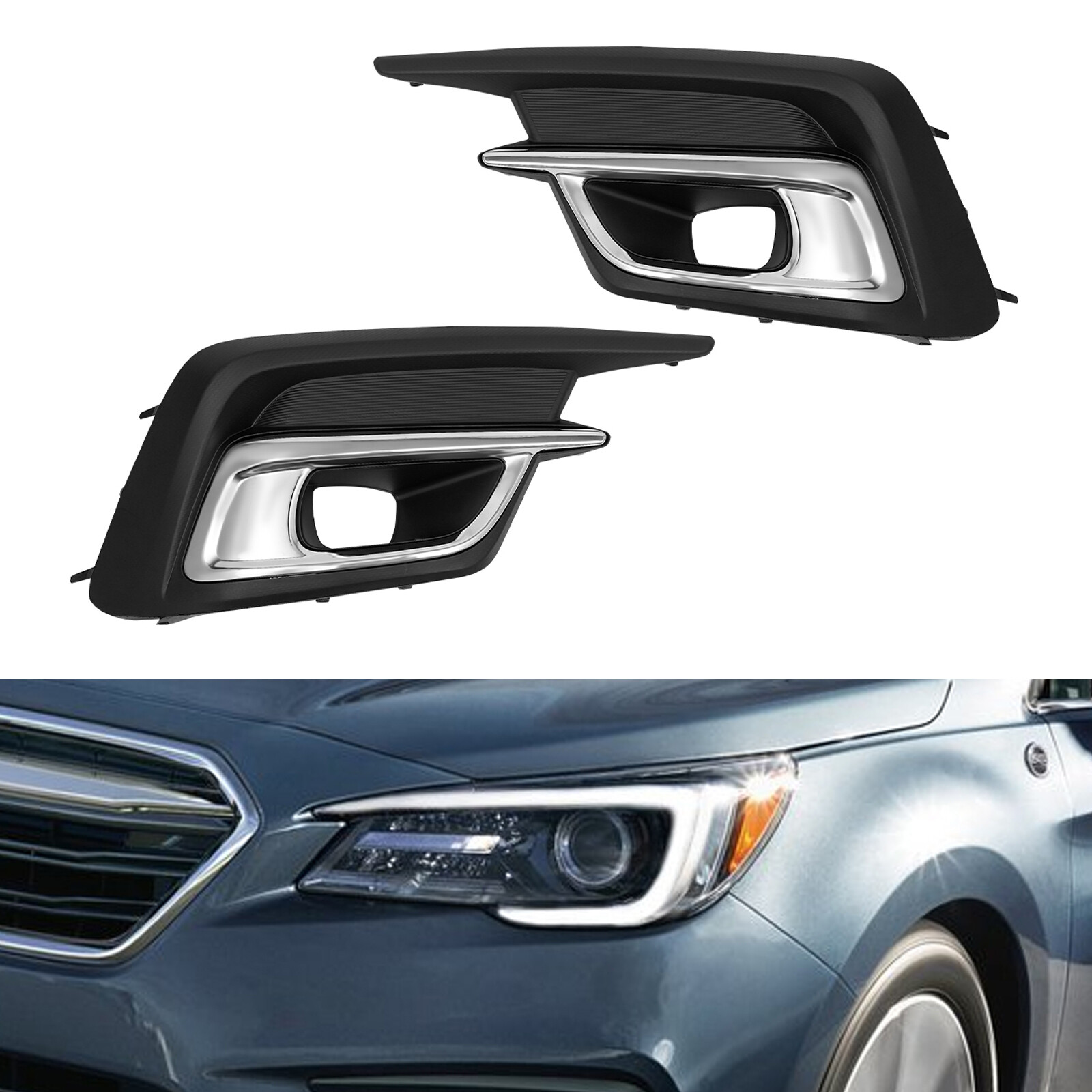 Pair Fog Light Lamp Covers For 18-19 Subaru Legacy 2.5L 57731AL69A 57731AL68A