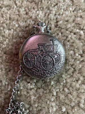 Croton Reliance Pocket Watch Silver Tone Automotive Theme