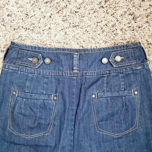 FRENCH CONNECTION 8 Denim Pencil Skirt Button Fly Angle Pockets EUC - Picture 4 of 9