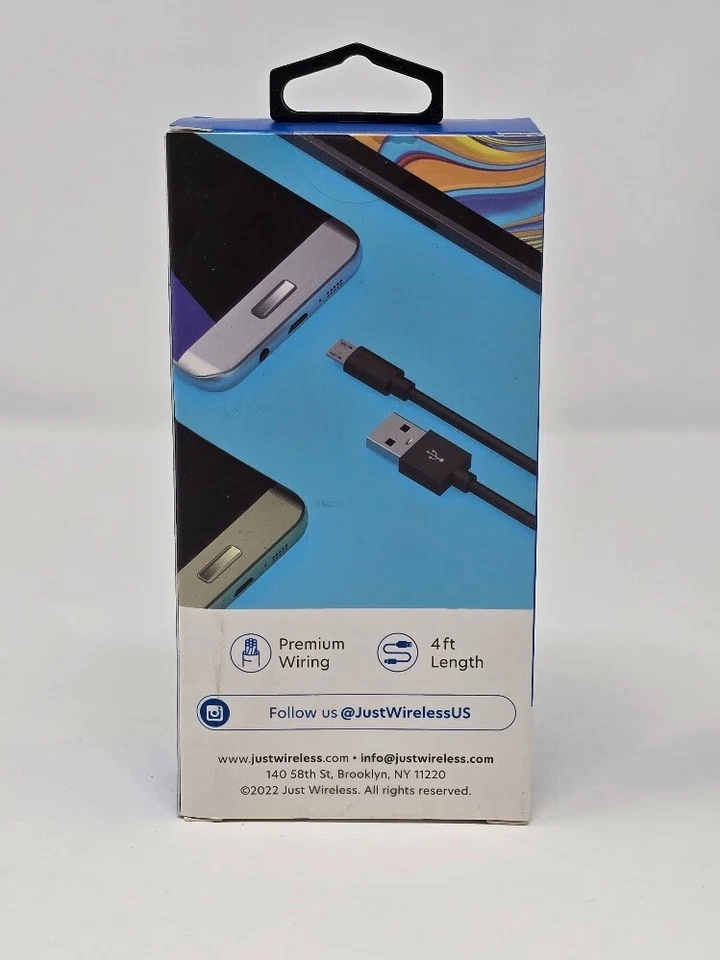 Just Wireless 4ft TPU Micro USB to USB-A Cable Black - New - Image 2 of 2