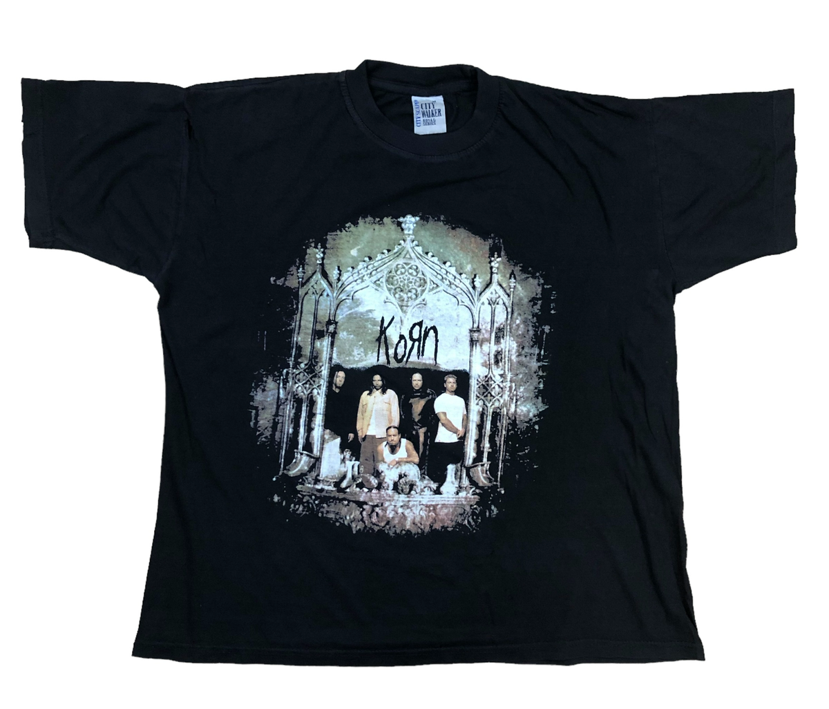 Vintage 90's Y2K Korn Band Shirt Rare Big Logo Over Print Mens