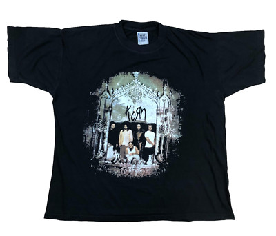 Vintage 90's Y2K Korn Band Shirt Rare Big Logo Over Print Mens