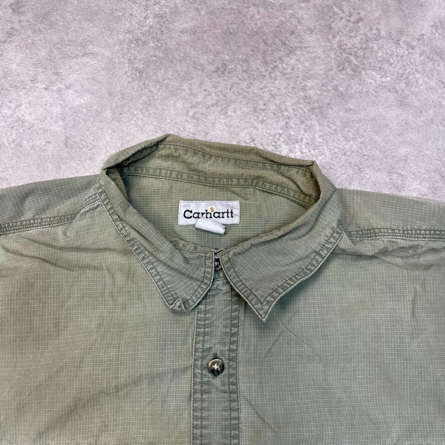 Carhartt Shirt Mens Double Pocket Short Sleeve Button Up Top, Green, 2XL image 6
