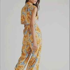RARE  Free People Corduroy Flowered Jumpsuit