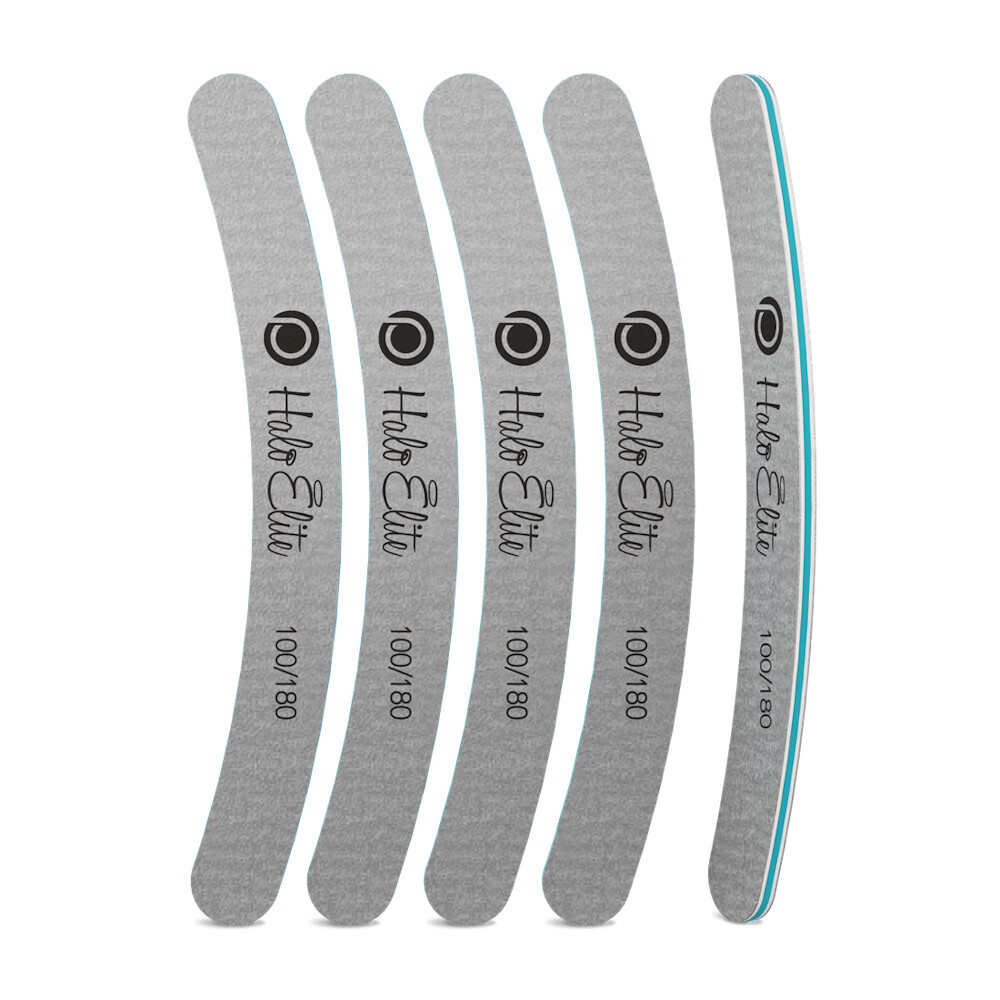 Halo Elite Zebra Boom Boomerang Nail Files 100/180 Grit (Pack of 5)