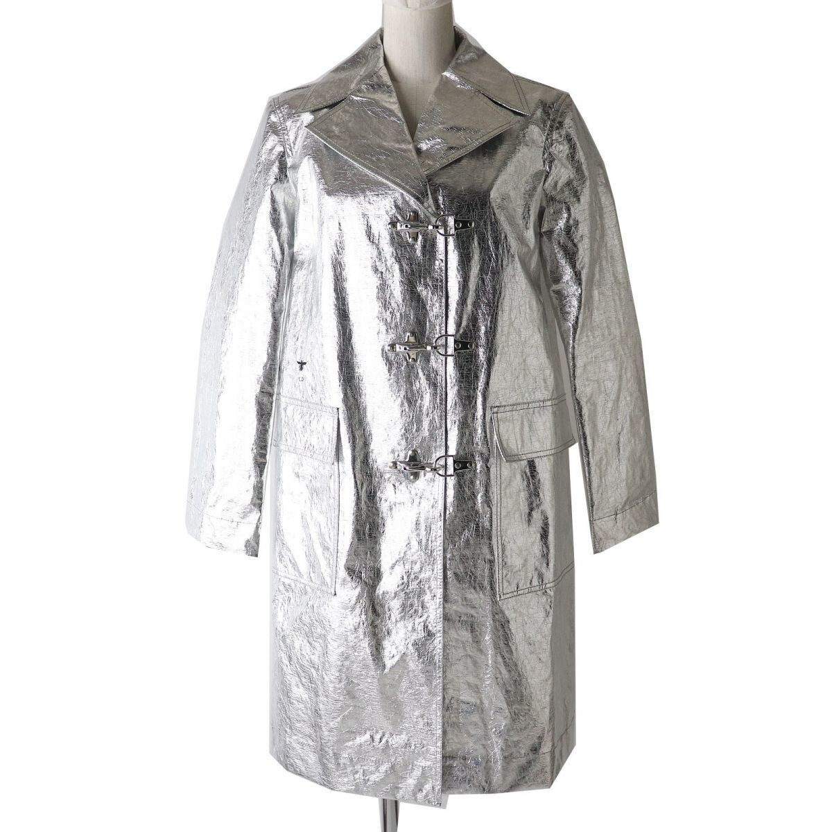 ディオール 850 CHRISTIAN DIOR 18AW Logo Embroidery Metallic Long Coat 40