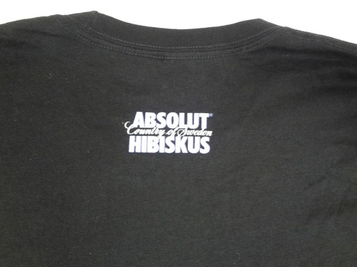 CAMISETA ABSOLUTA HIBISKUS FLORES DE VODKA LOGOTIPO NEGRO MEDIANO H1095 - Imagen 6 de 7