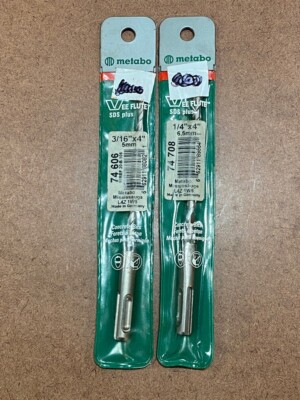Metabo Concrete Hammer Drill Bits:  3/16'' and 1/4''