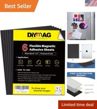 Versatile 8" x 10" Flexible Magnetic Sheets with Adhesive Backing - 6 Pack