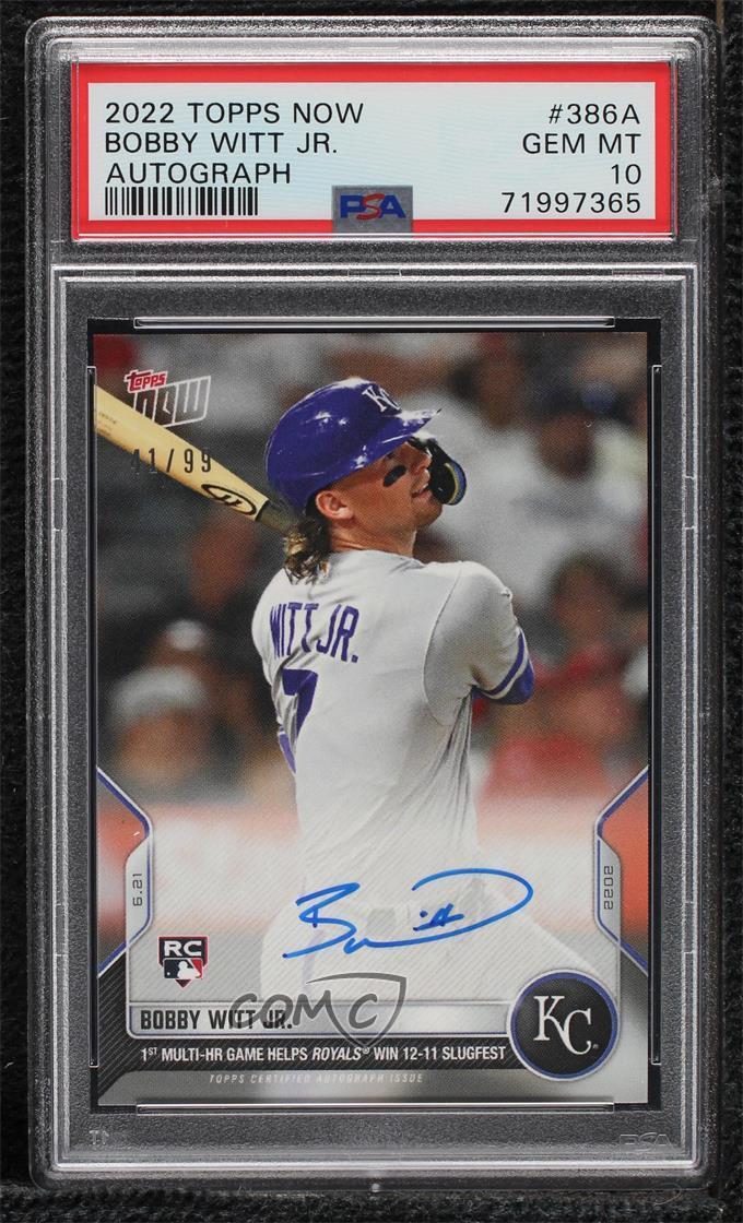 Bobby Witt Autographed Signed 2022 Topps Now Auto /99 Jr #386A PSA 