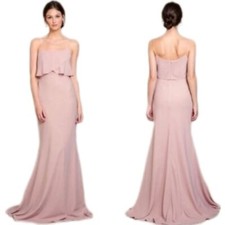 Jenny Yoo Blake Blush Pink spaghetti strap ruffle Prom bridesmaid Maxi dress 2