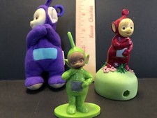 Vintage Teletubbies Lot of 3 Tinky Winky Plush Dipsy Figure Po Figurines