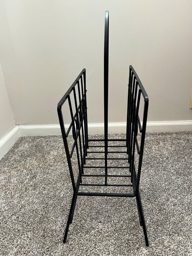 MCM Wrought Iron Metal Black Magazine Rack | Vinyl Record Holder - Picture 7 of 10