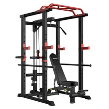 IFAST Power Cage Pullup Squat Rack 1000Lb Capacity Barbell Rack Weight Bench Set