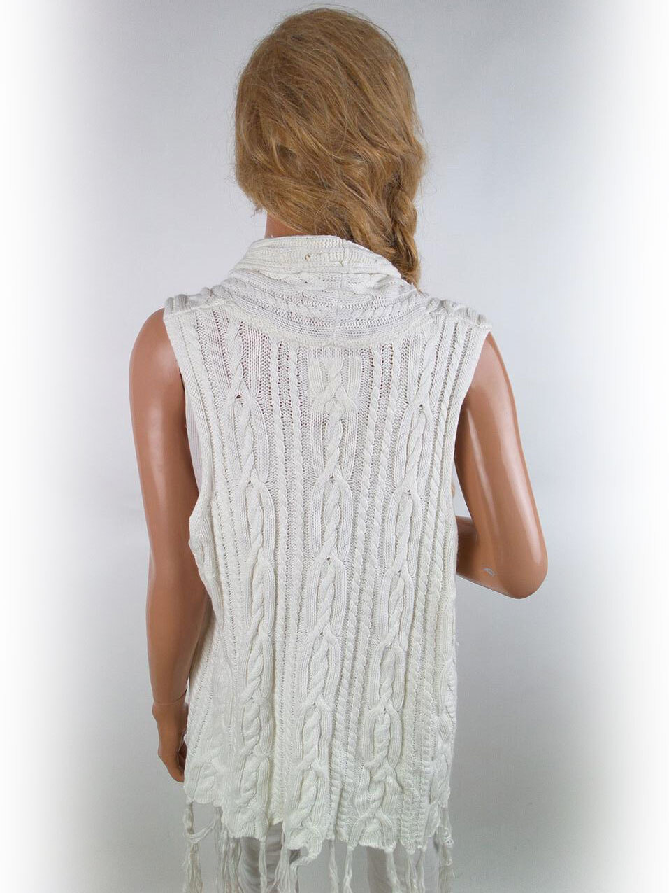 Cardigan Tricoté Câble 'I ❤️' Gris Et Blanc Ronson - Taille XL, Occasion Très Bon état