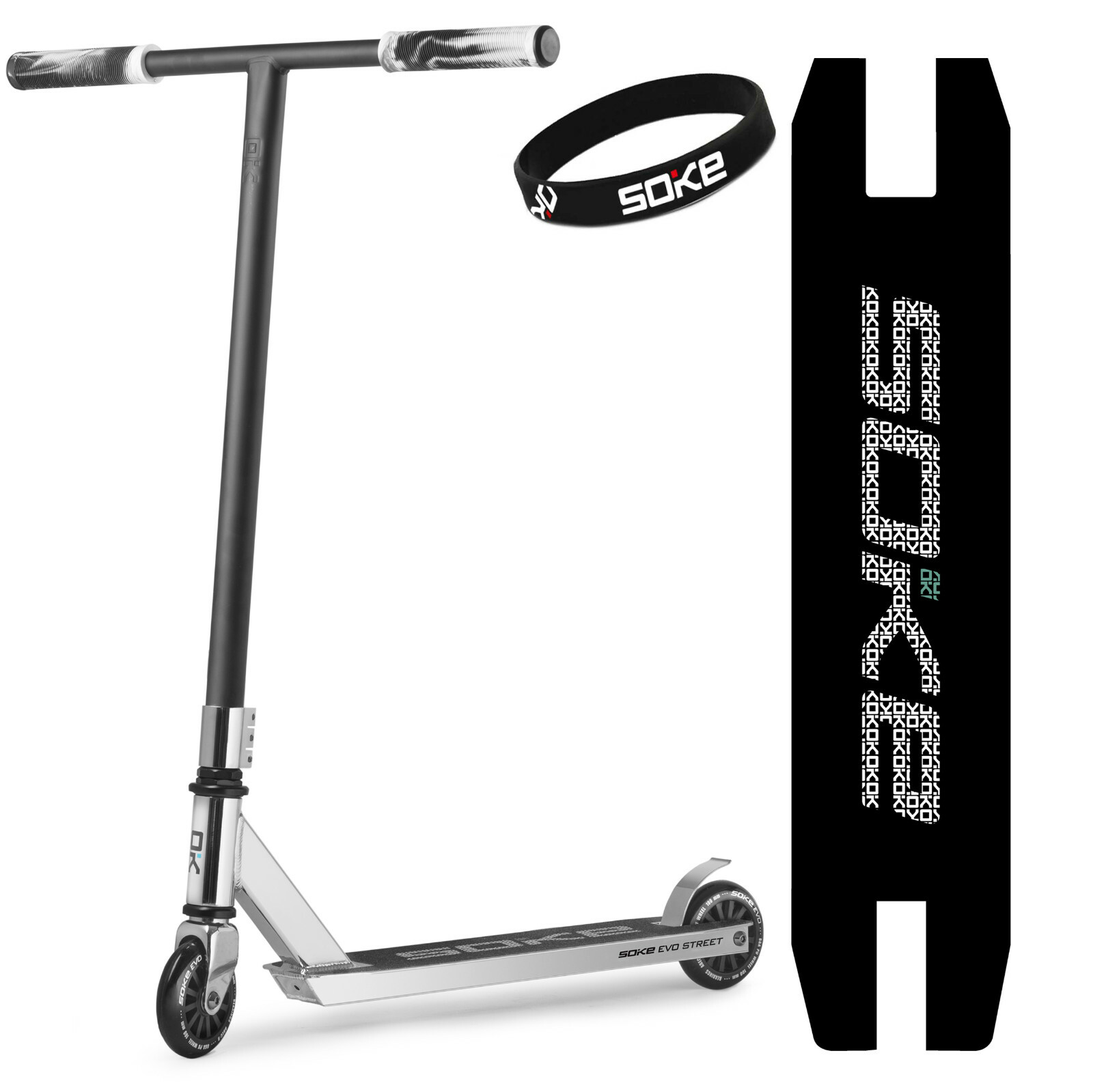 Details zu Stunt Scooter Roller SOKE EVO STREET Kickscooter mit ABEC 9 Kugellager silber Kauf von Bomben
