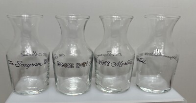(4) Vintage Libby  The Seagram Bone Dry Martini   Mini Decanter Pitcher carafe 