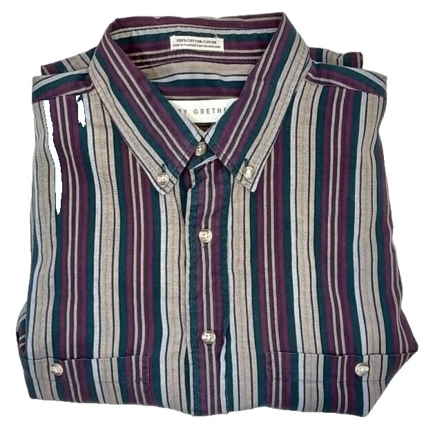 Botón Informal a Rayas Henry Grethel-Down Shirts for Men