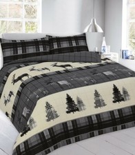 Image of 100% Cotton Flannelette Stag Duvet Cover & Pillowcase Bedding Set