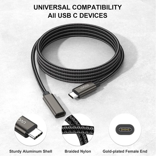 USB C Extension Cable 10FT USB C Extender Cord Male to Female USB 3.1 Gen2 Ty... - Picture 7 of 7