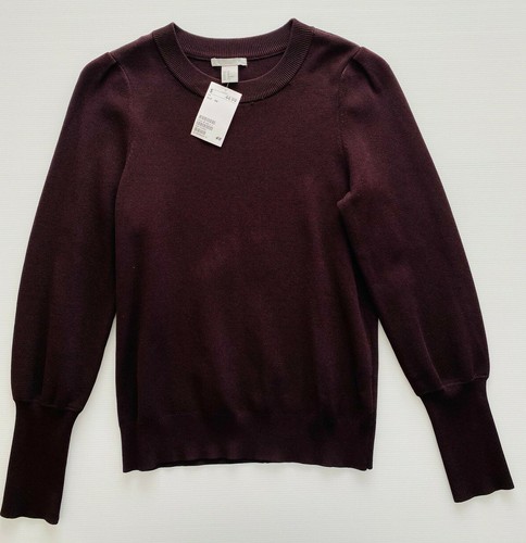 NWT H&M Size XS 6 8 Brown Stretch Knit Crew Neck Jumper Pullover - Picture 6 of 8