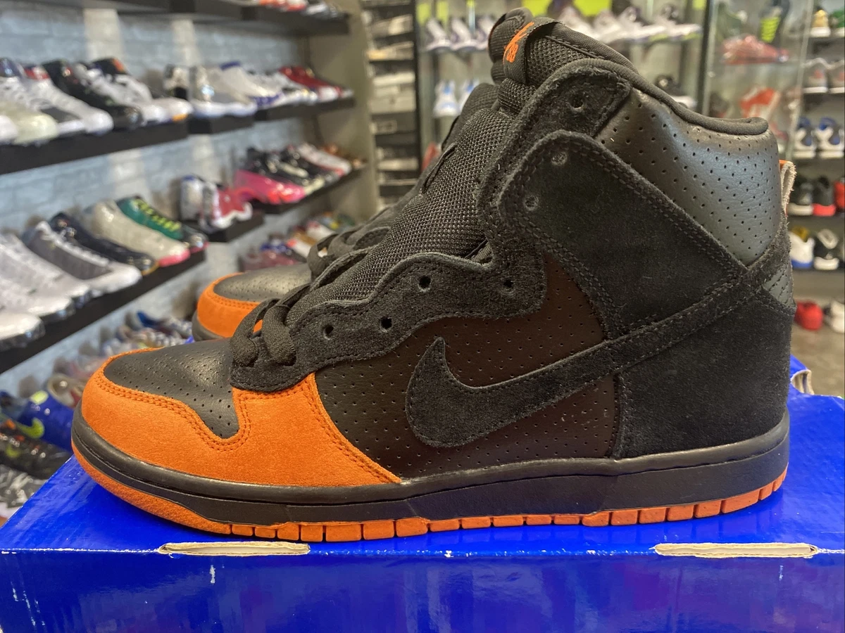 nike sb dunk high black solar orange