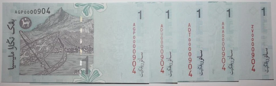 (PL) RM 1 ZV/AAA/ADT/ADU/AGP 0000904 UNC ALL SAME, LOW & FANCY NUMBER PAPER NOTE - Image 3 of 4