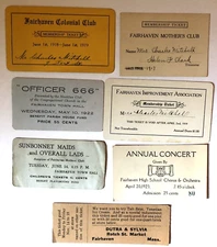FAIRHAVEN MA 1917-1923 Membership Cards & Event Tickets & Coupon for Ice Cream