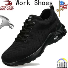 Mens Non Slip Work Shoes Steel Toe Boots Lightweight Breathable Safety Sneaker