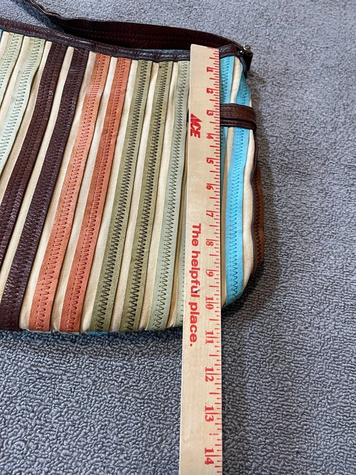 Liz Claiborne purse handbag Leather Colorful striped pattern - Image 4 of 4