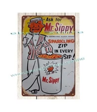 Mr. Sippy Soda Pop drink beverage metal tin sign home garden decoration