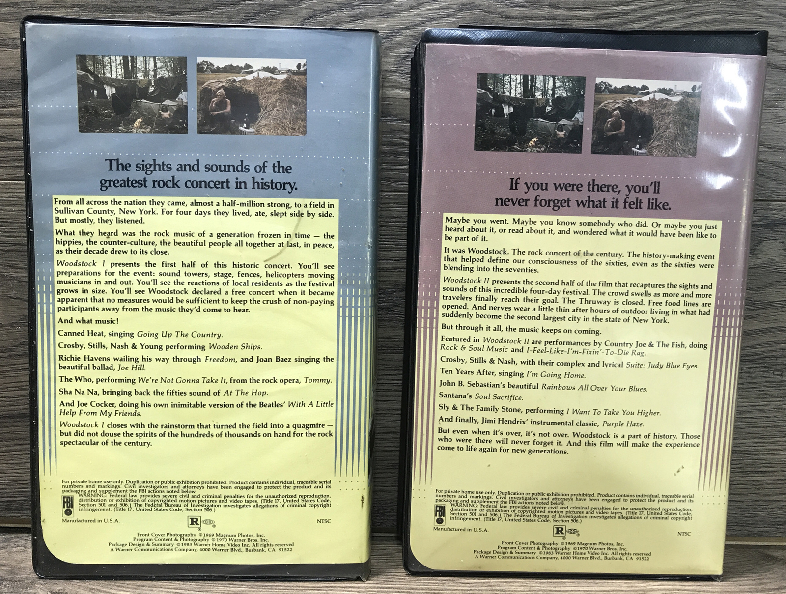 WOODSTOCK 2 VHS Warner Home Video 2 Tape Set 1970 RARE