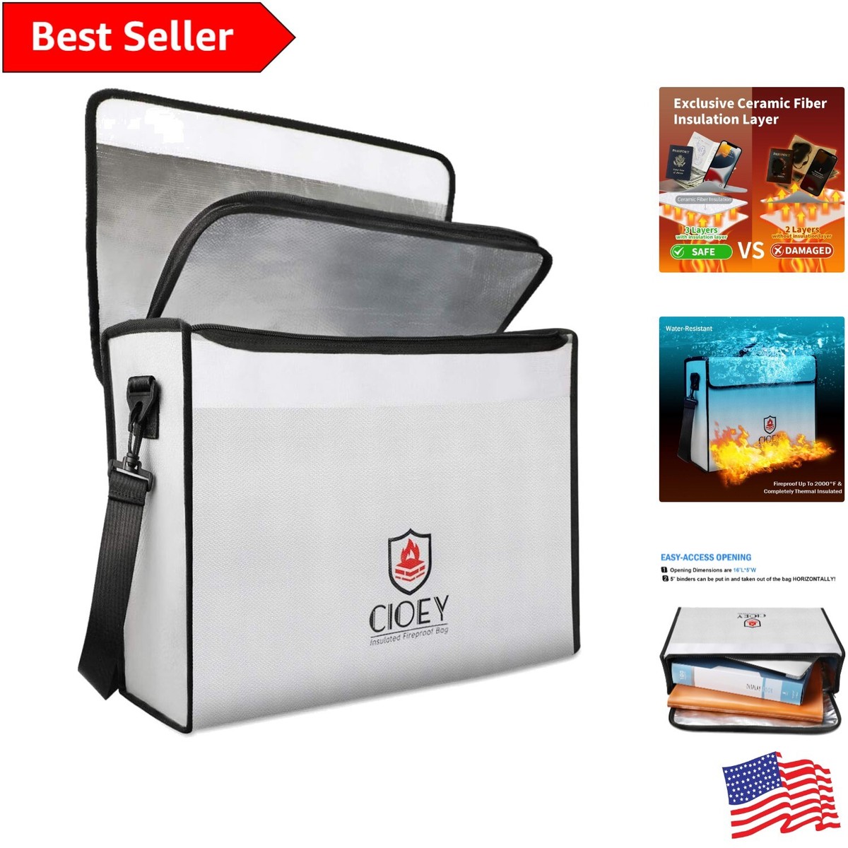 Large Fireproof Box - Waterproof and Thermal Insulated for 
