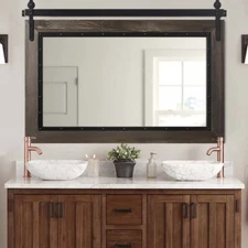 Natural Wood Framed Mirror Rustic Farmhouse Mirror Rustic Bathroom Vanity Mirror