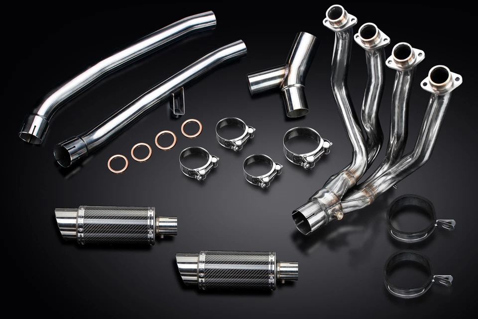 Silenciadores de carbono redondos Kawasaki ZX-14R 2012-2023 escape completo 4-2 8" Foto 4 de 4