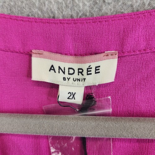 Andree by Unit Romper Womens 2X Pink Pockets Ruffled Resort Vacay Coastal Lake - Picture 10 of 17