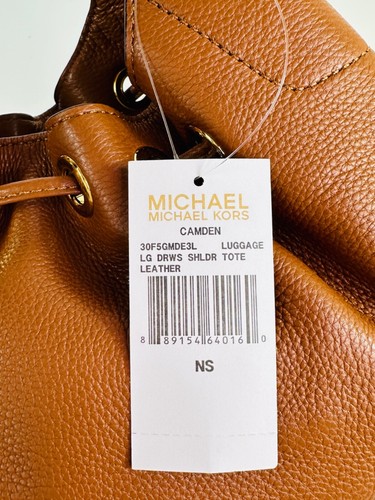 Michael Kors Camden Drawstring Leather Shoulder Tote Brown Large - Picture 7 of 11
