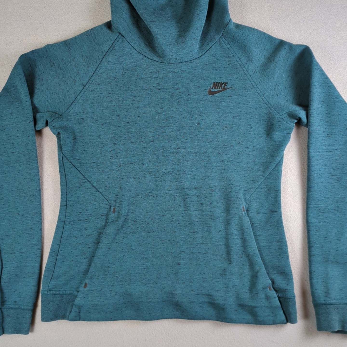 Nike Tech Fleece Hoodie Womens Small Green Pullover Thumb Holes Sweater Pockets thumbnail 8
