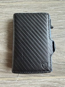 Card Blocr RFID Fold Wallet Black Leather Blue Case